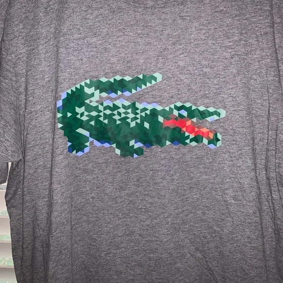 Lacoste Heather Gray Tee with Signature Logo, sz 5 - Picture 4 of 5